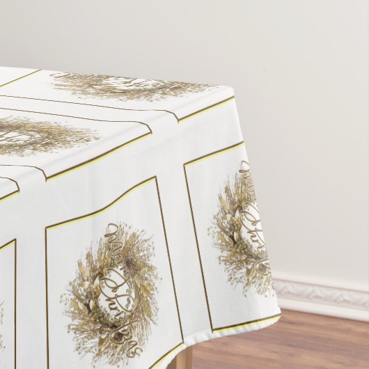 Gold Wreath Merry-kersttafelkledij Tafelkleed (Voorbeeld)