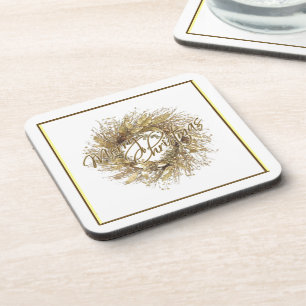 Gold Wreath Merry-Onderzetter voor kerstmis Bier Onderzetter