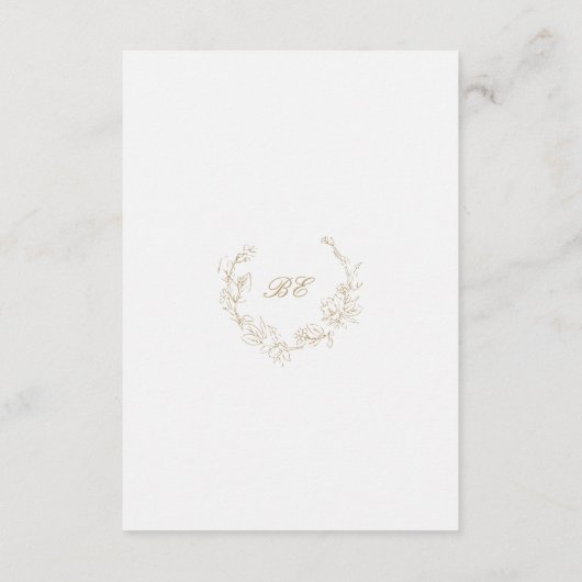 Gold Wreath Monogram Elegante bruiloft Informatiekaartje (Achterkant)