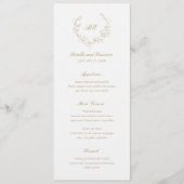Gold Wreath Monogram Elegante bruiloft Menu (Voorkant)