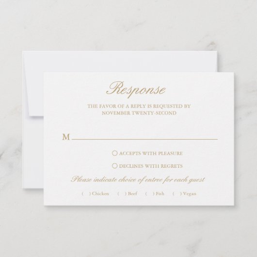 Gold Wreath Monogram Elegante bruiloft RSVP Kaartje (Voorkant)