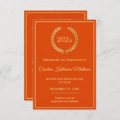 Gold Wreath Sinaasappel Afstuderen Aankondiging (Voorkant / Achterkant)