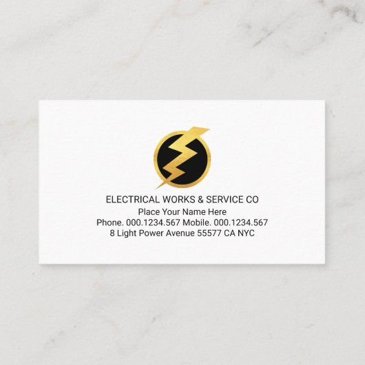 Gold Wrench Frame Electrical Engineer Visitekaartje (Achterkant)