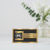 Gold Wrench Frame Silver Car Nut Logo Visitekaartje (Staand voorkant)