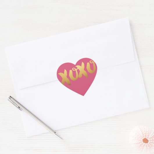 Gold XOXO liefde Roze Hart Stickers (Envelop)