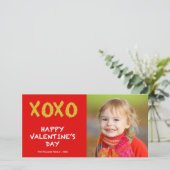 Gold XOXO | Valentijnsdag-fotokaart Feestdagenkaart (Staand voorkant)