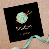 Gold Yarn Knitting Crochet Vierkante Visitekaartje