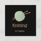 Gold Yarn Knitting Crochet Vierkante Visitekaartje (Voorkant)