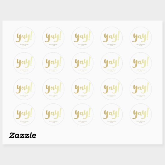 Gold Yay Glam Bruiloft Sticker (Vel)