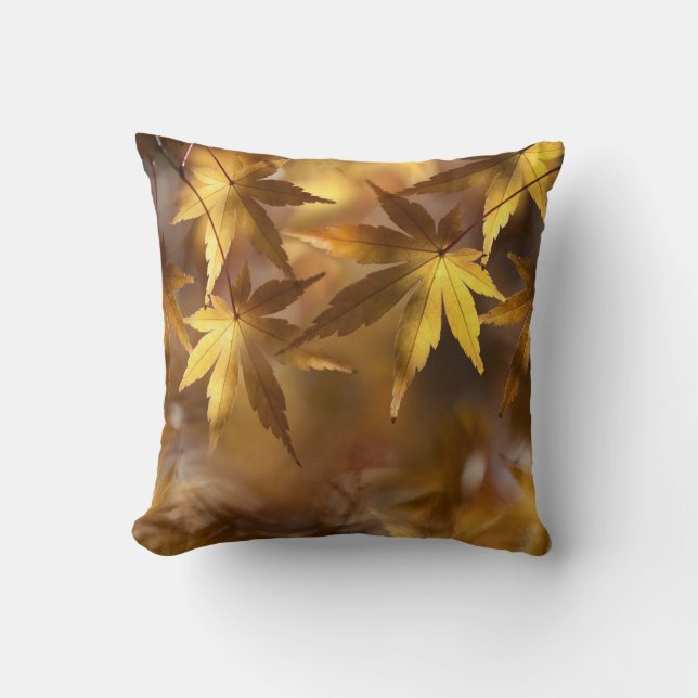 Gold Yellow Autumn Herfst Maple Leaves Kussen (Voorkant)