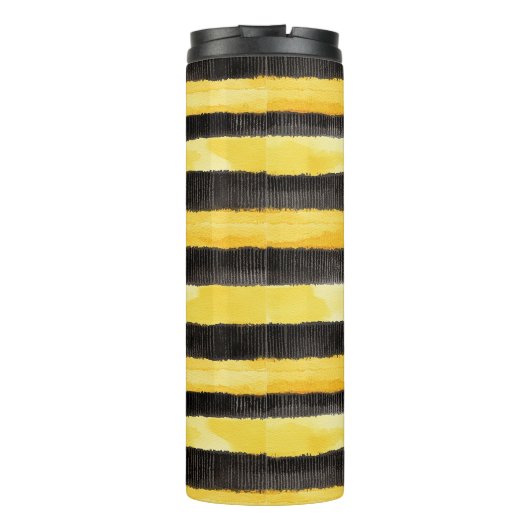 Gold Yellow Black Bee Stripes Thermosbeker (Achterkant)
