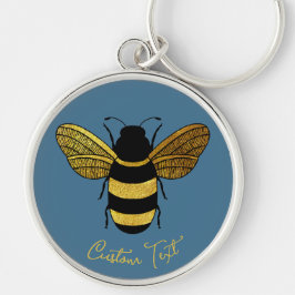 GOLD YELLOW BLACK BUMBLEBEE CALLIGRAPHY TEKST BEE SLEUTELHANGER