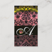 GOLD YELLOW BLACK PINK AMETHYST DAMASKMONOGRAM VISITEKAARTJE (Achterkant)