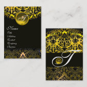 GOLD YELLOW BLACK TOPAZ DAMASK MONOGRAM VISITEKAARTJE (Voorkant / Achterkant)