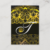 GOLD YELLOW BLACK TOPAZ DAMASK MONOGRAM VISITEKAARTJE (Achterkant)