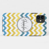 Gold Yellow & Blues Chevron Monogram iPhone 5 hoes (Achterkant (horizontaal))