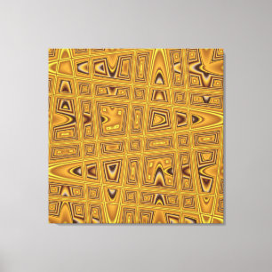 Gold Yellow Brown Black Modern Abstracte golf Canvas Afdruk