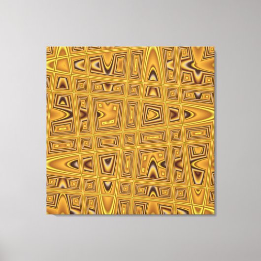 Gold Yellow Brown Black Modern Abstracte golf Canvas Afdruk (Voorkant)