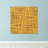 Gold Yellow Brown Black Modern Abstracte golf Canvas Afdruk (Insitu (Houten vloer))