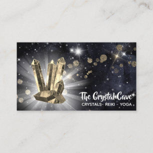 *~* Gold Yellow Crystals Dark Night Sky Stars Visitekaartje