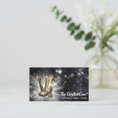 *~* Gold Yellow Crystals Dark Night Sky Stars Visitekaartje (Staand voorkant)