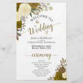 Gold & Yellow Floral Budget Wedding Programme (Voorkant)