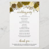 Gold & Yellow Floral Budget Wedding Programme (Achterkant)