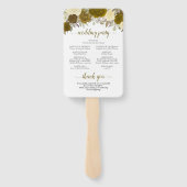 Gold & Yellow Floral Elegant Wedding Programme Handwaaier (Achterkant)