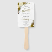 Gold & Yellow Floral Elegant Wedding Programme Handwaaier (Voorkant)