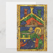 GOLD YELLOW FLORAL, NATIVITEITSKERSTMAS PARCHCHMEN BRIEFPAPIER (Voorkant / Achterkant)