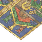 GOLD YELLOW FLORAL, NATIVITEITSKERSTMAS PARCHCHMEN LANGE TAFELLOPER (Hoek)