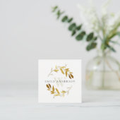 GOLD YELLOW FOLIAGE INITIAAL WREATH PROFESSIONAL VIERKANTE VISITEKAARTJE (Staand voorkant)