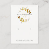GOLD YELLOW FOLIAGE MONOGRAM EARRING DISPLAY LOGO VISITEKAARTJE (Voorkant)