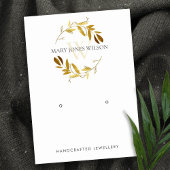 GOLD YELLOW FOLIAGE MONOGRAM EARRING DISPLAY LOGO VISITEKAARTJE