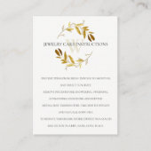 GOLD YELLOW FOLIAGE MONOGRAM JEWELRY CARE CARD VISITEKAARTJE (Voorkant)