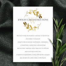 GOLD YELLOW FOLIAGE MONOGRAM JEWELRY CARE CARD