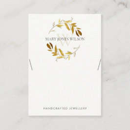 GOLD YELLOW FOLIAGE MONOGRAM KETTING DISPLAY LOGO VISITEKAARTJE