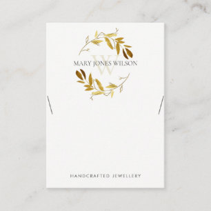 GOLD YELLOW FOLIAGE MONOGRAM KETTING DISPLAY LOGO VISITEKAARTJE