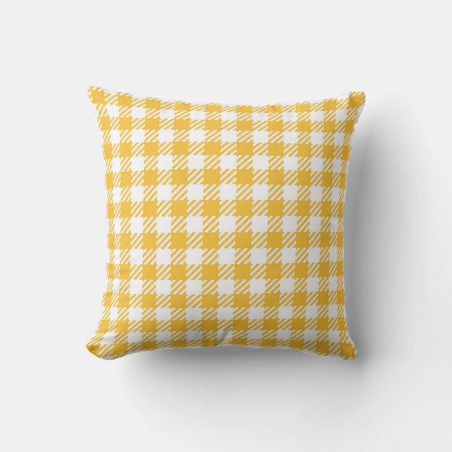 Gold Yellow Gingham Pset Pattern Kussen (Voorkant)