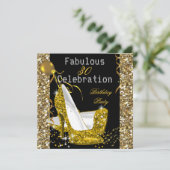 Gold Yellow Glitter Heels Birthday Party Kaart (Staand voorkant)