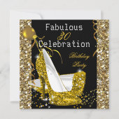 Gold Yellow Glitter Heels Birthday Party Kaart (Voorkant)