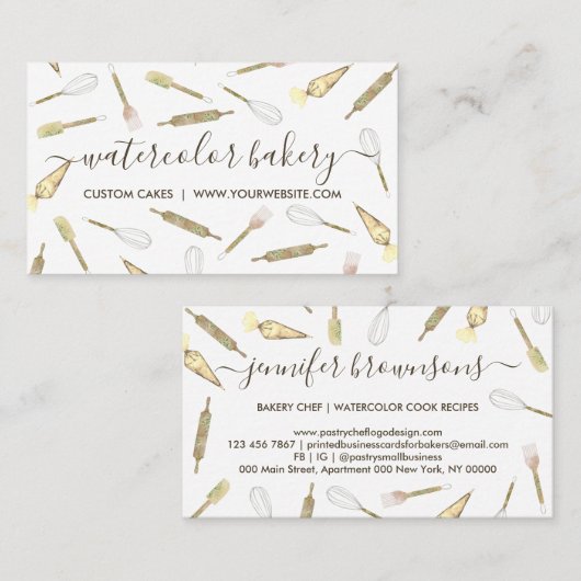 Gold Yellow HomeBakery Pastry Chef Visitekaartje (Voorkant / Achterkant)