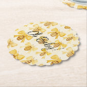 Gold Yellow Honey Bees Bows Baby Shower Kartonnen Onderzetters (Gekanteld)