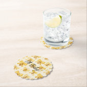 Gold Yellow Honey Bees Bows Baby Shower Kartonnen Onderzetters (Insitu)