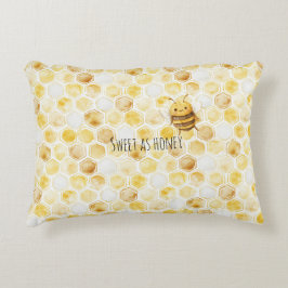 Gold Yellow Honeycomb Sweet Cute Honey Bee Accent Kussen