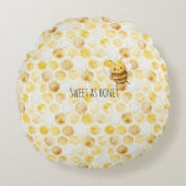Gold Yellow Honeycomb Sweet Cute Honey Bee Rond Kussen (Voorkant)