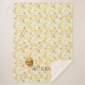 Gold Yellow Honeycomb Sweet Cute Honey Bee Sherpa Deken (Voorkant)