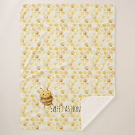 Gold Yellow Honeycomb Sweet Cute Honey Bee Sherpa Deken