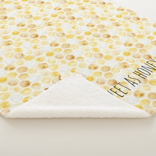 Gold Yellow Honeycomb Sweet Cute Honey Bee Sherpa Deken (3/4)
