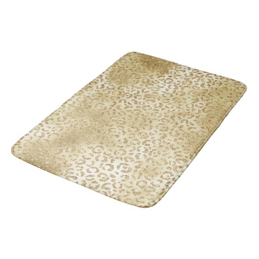 Gold Yellow Ombre Glitter Leopard        Badmat (Gekanteld)